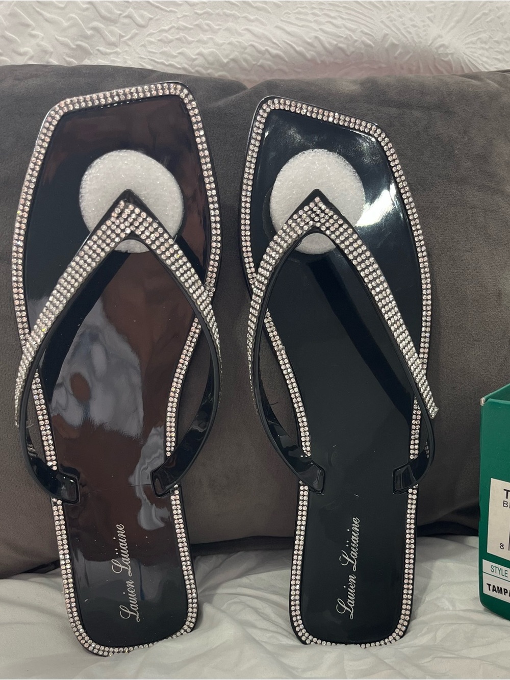 Black Jeweled Flip-Flop Sandals - Women
